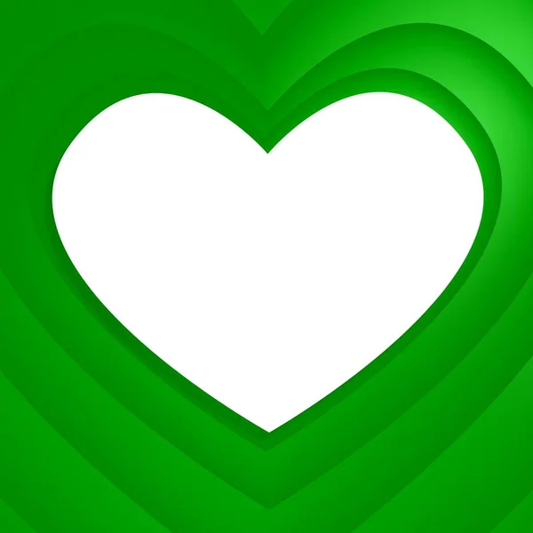 Zielone Serce Ramki Białym Tle — Zdjęcie stockowe