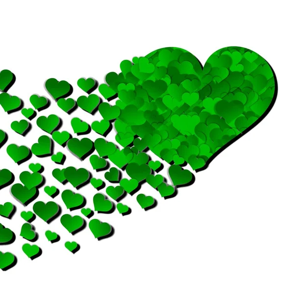 Grön Hjärta Ram Med Vit Bakgrund — Stockfoto