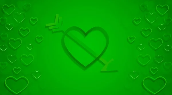 Πράσινο Πλαίσιο Καρδιά Λευκό Φόντο — Φωτογραφία Αρχείου