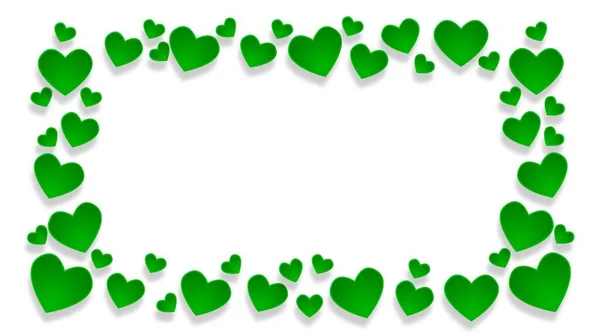 Grön Hjärta Ram Med Vit Bakgrund — Stockfoto