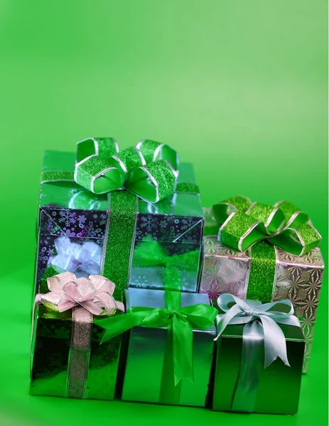 Gift Green Packaging Gift Man Green Background Gift March Green — Stock Photo, Image