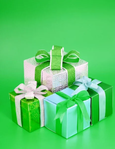 Gift Green Packaging Gift Man Green Background Gift March Green — Stock Photo, Image