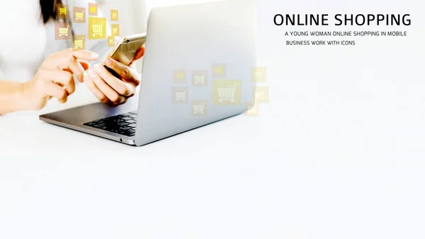 Order Online Store Shopping Internet Concept Virtual Screen Hands Typing — Stockfoto