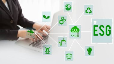 reduce CO2 emission concept with icons, global warming