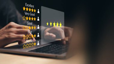  Kullanıcı çevrimiçi başvuruda hizmet deneyimine derecelendirme verir, Müşteri memnuniyet değerlendirmesi anket konsepti, Müşteri iş sıralamasında itibar sağlayacak hizmet kalitesini değerlendirebilir