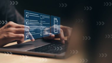 Çevrimiçi iş verimliliği kontrol listesi ve anket formunu doldurma. Hızlı kontrol listesi ve pano görev yönetimi.