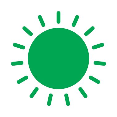 Web sitesi tasarımı, UI, mobil uygulama, logo, pictogram, glyph ve beyaz arkaplanda izole edilmiş düğme için basit düz trend tarzı eps10 yeşil vektör güneş simgesi