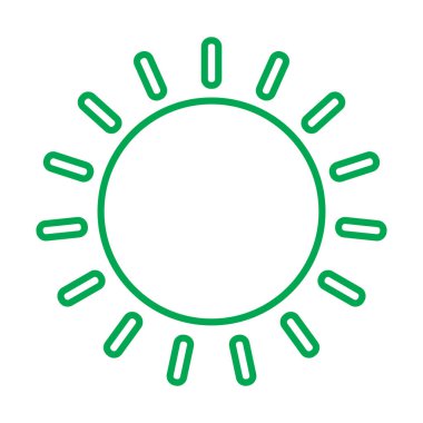 Web sitesi tasarımı, UI, mobil uygulama, logo, pictogram, glyph ve beyaz arkaplanda izole edilmiş düğme için basit düz trend tarzı eps10 yeşil vektör güneş çizgisi simgesi