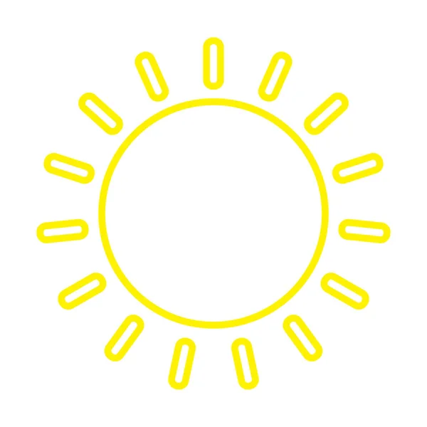 Eps10 Yellow Vector Sun Line Icon Simple Flat Trendy Style — Stock Vector