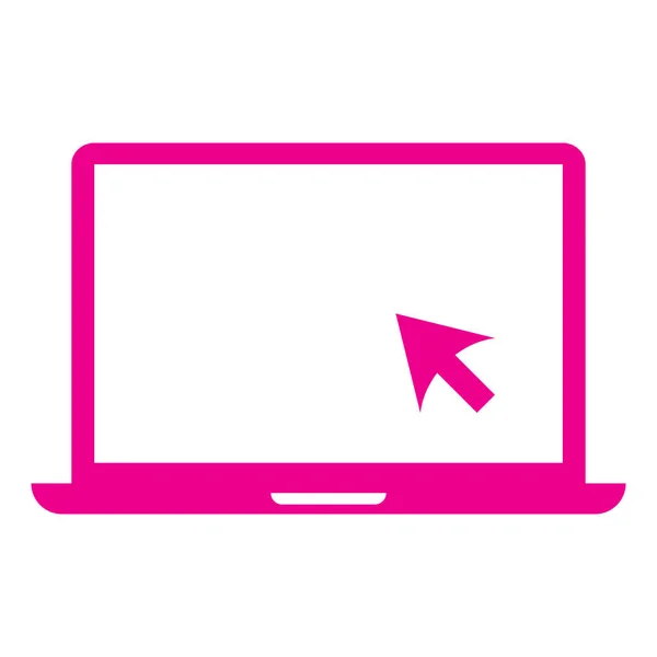 Ps10带光标图标的矢量粉红笔记本电脑 简约平板风格 白色背景隔离 — 图库矢量图片