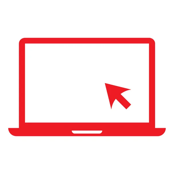 Ps10带光标图标的矢量红色笔记本电脑 简约平板式 白色背景隔离 — 图库矢量图片
