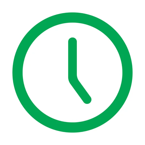 Eps10 Green Vector Clock Line Icon Simple Flat Trendy Style — Vetor de Stock