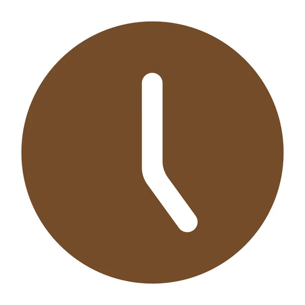 Eps10 Solid Brown Vector Clock Icon Simple Flat Trendy Style — 스톡 벡터