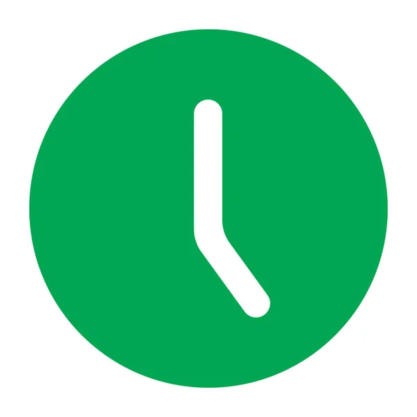 Eps10 Solid Green Vector Clock Icon Simple Flat Trendy Style — Vector de stock