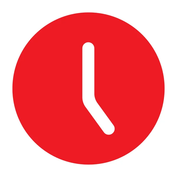 Eps10 Solid Red Vector Clock Icon Simple Flat Trendy Style — Vector de stock