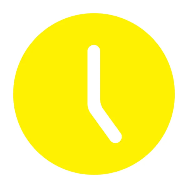 Eps10 Solid Yellow Vector Clock Icon Simple Flat Trendy Style — ストックベクタ