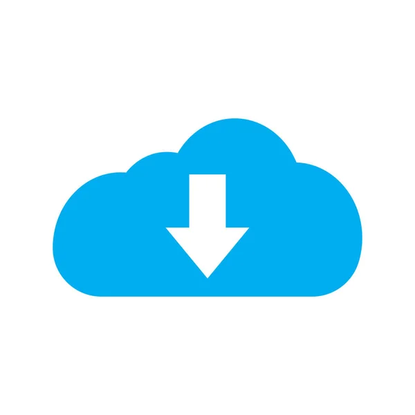 Eps10 Blue Vector Download Cloud Solid Icon Simple Flat Style — Vetor de Stock