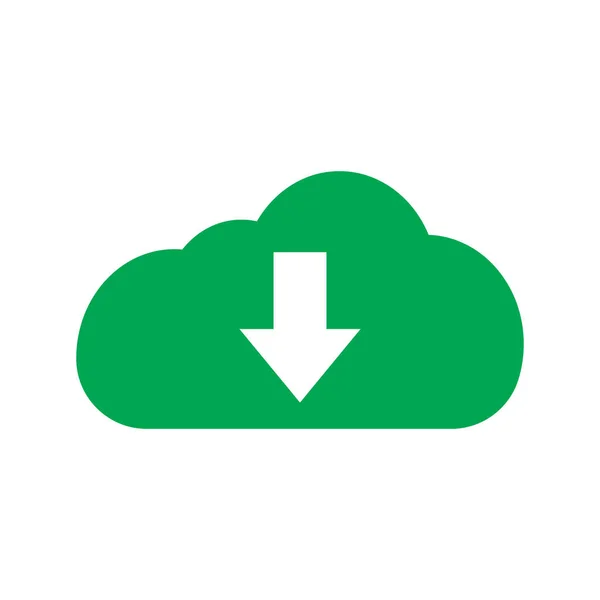 Eps10 Green Vector Download Cloud Solid Icon Simple Flat Style — Vetor de Stock