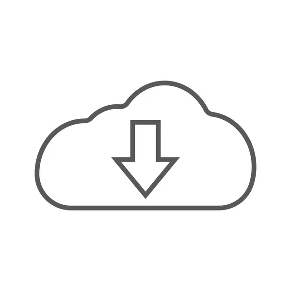 Eps10 Grey Vector Download Cloud Line Icon Simple Flat Style — Vetor de Stock