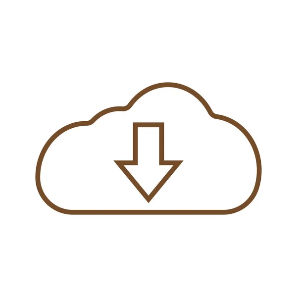 Eps10 Brown Vector Download Cloud Line Icon Simple Flat Style — Vetor de Stock