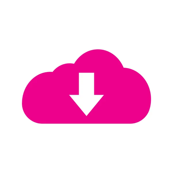 Eps10 Pink Vector Download Cloud Solid Icon Simple Flat Style — Vetor de Stock