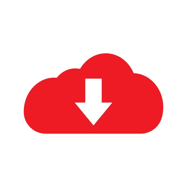 Eps10 Red Vector Download Cloud Solid Icon Simple Flat Style — Vetor de Stock
