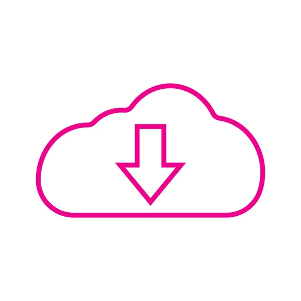 Eps10 Pink Vector Download Cloud Line Icon Simple Flat Style — Vetor de Stock