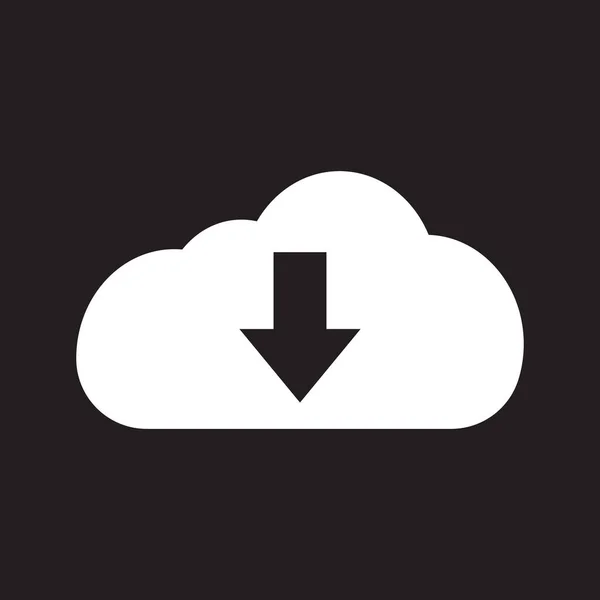 Eps10 White Vector Download Cloud Solid Icon Simple Flat Style — Vetor de Stock