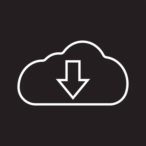 Eps10 White Vector Download Cloud Line Icon Simple Flat Style — Vetor de Stock