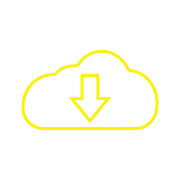 Eps10 Yellow Vector Download Cloud Line Icon Simple Flat Style — Stock Vector
