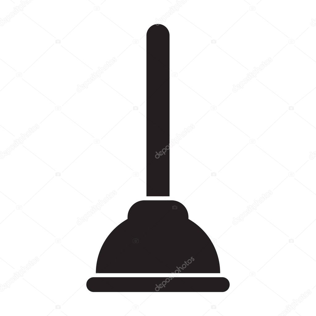 eps10 black vector plunger solid icon in simple flat trendy style isolated on white background