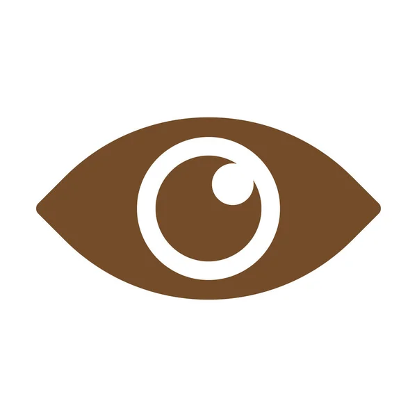 在白色背景上孤立的一种简朴的扁平时髦风格的褐色矢量眼睛固体图标 — 图库矢量图片