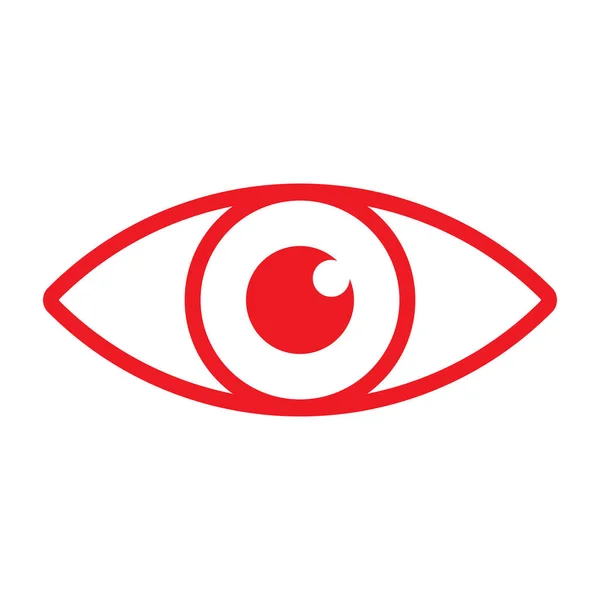 Eps10 Červené Vektorové Oko Ikona Jednoduchém Plochém Módním Stylu Izolované — Stockový vektor
