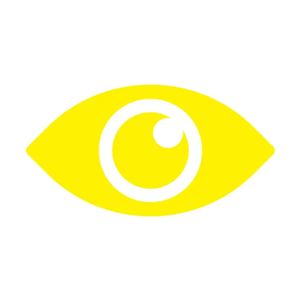 在白色背景上孤立的简朴的平面时髦风格的黄色矢量眼睛固体图标 — 图库矢量图片