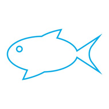 eps10 blue vector aquarium fish line icon in simple flat trendy style isolated on white background