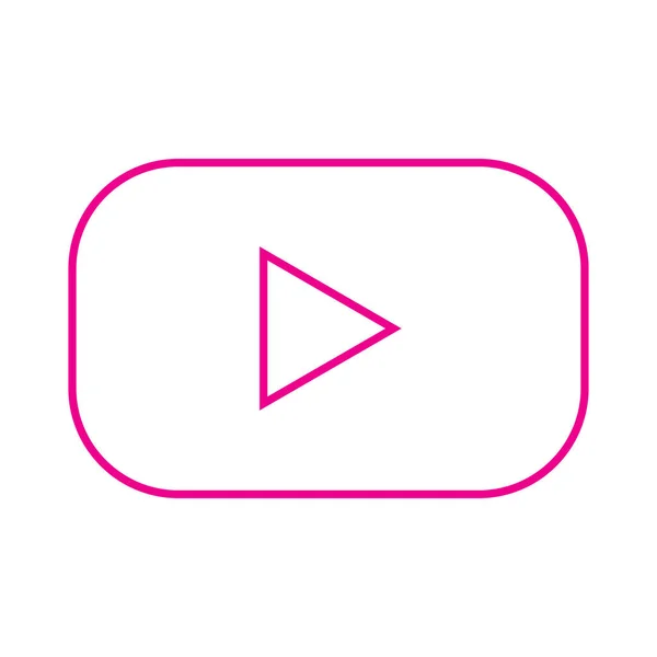 Eps10 Pink Vector Play Button Line Icon Simple Flat Trendy — Vector de stock
