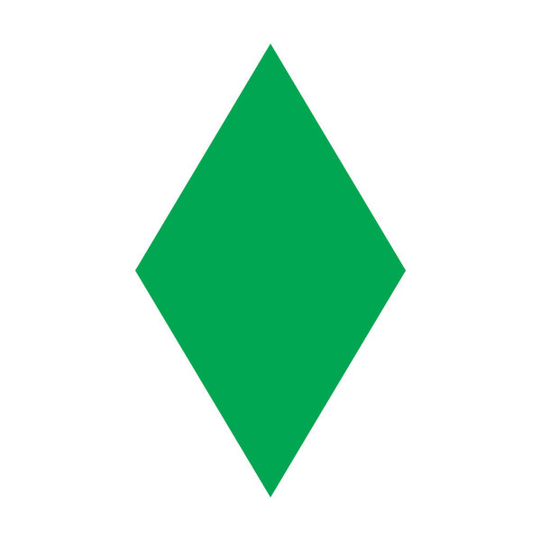 eps10 зеленый векторный ромб сплошная икона в простом плоском трехмерном стиле, изолированная на белом фоне