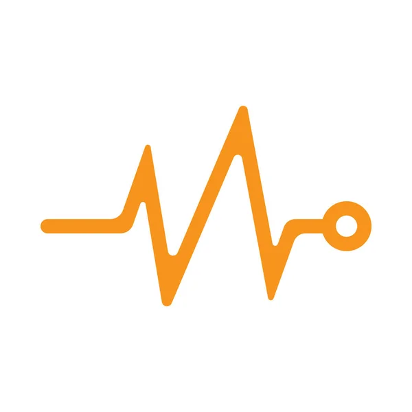 Eps10 Vektor Oranžová Srdce Beat Monitor Puls Ikona Jednoduchém Plochém — Stockový vektor