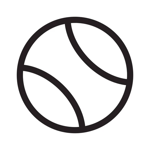 Eps10 Черная Векторная Иконка Линии Теннисного Мяча Простом Плоском Трехмерном — стоковый вектор
