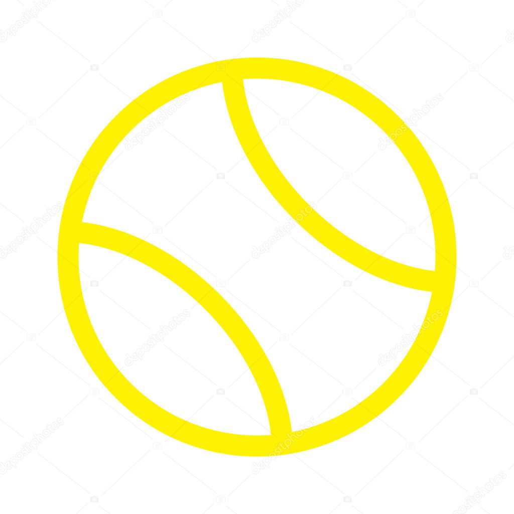 Eps10 yellow vector tennis ball line icon in simple flat trendy style isolated on white background