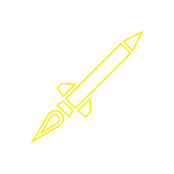 Eps10 Gelbe Vektor Rakete Linie Symbol Einfachen Flachen Trendigen Stil — Stockvektor