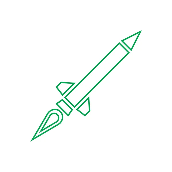 Eps10 Grüne Vektor Rakete Linie Symbol Einfachen Flachen Trendigen Stil — Stockvektor