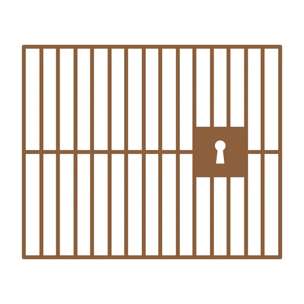 带有锁门和垂直酒吧的褐色矢量监狱或监狱图标 简朴而时尚的风格 白色背景隔离 — 图库矢量图片