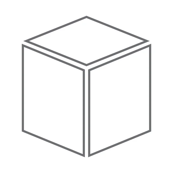 Vetor Cinza Eps10 Ícone Linha Cubo Tridimensional Estilo Simples Plana — Vetor de Stock