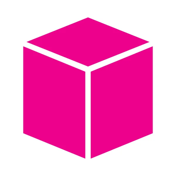 Eps10 Icône Cube Tridimensionnelle Vecteur Rose Dans Style Simple Plat — Image vectorielle