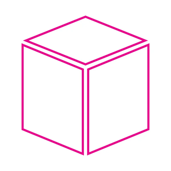 Eps10 Розовый Векторный Трехмерный Трехмерный Кубический Значок Линии Простом Плоском — стоковый вектор