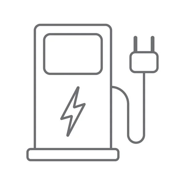 Eps10 Grijze Vector Elektrische Voertuig Oplaadstation Lijn Pictogram Eenvoudige Platte — Stockvector