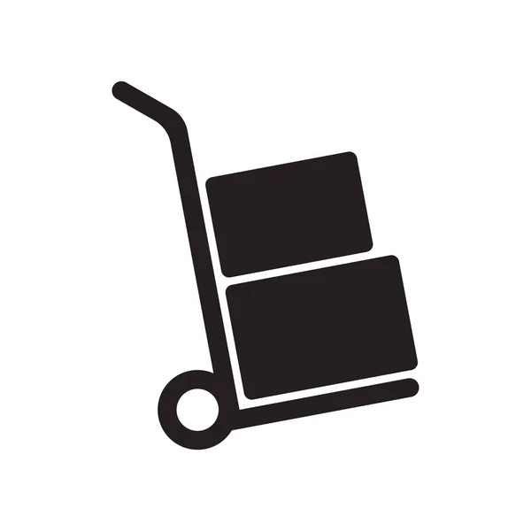 Eps10 Black Vector Moving Hand Truck Icon Simple Flat Trendy — Stock Vector