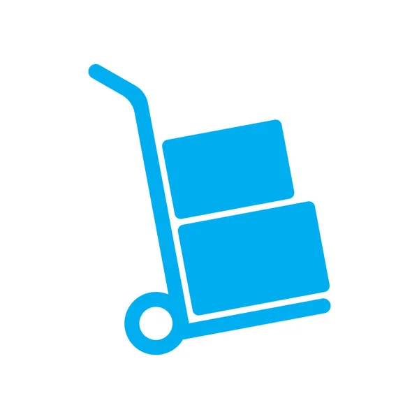 Eps10 Blue Vector Moving Hand Truck Icon Simple Flat Trendy — Stock Vector