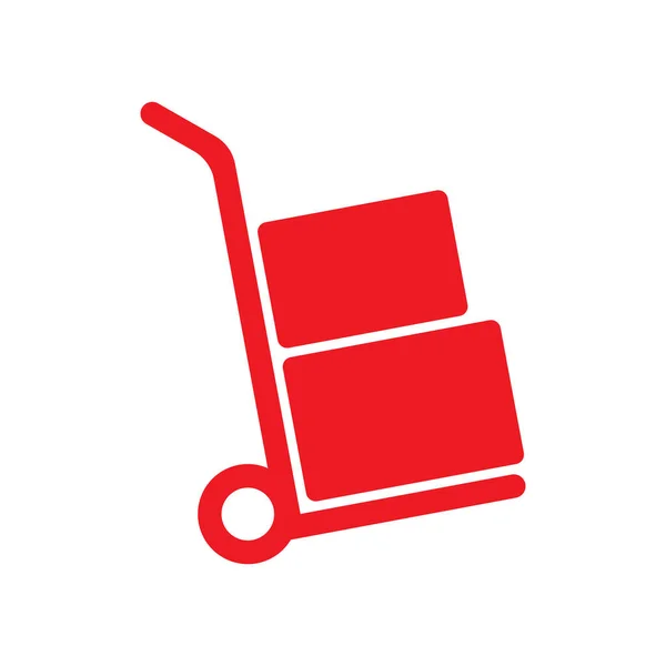 Eps10 Red Vector Moving Hand Truck Icon Simple Flat Trendy — Stock Vector